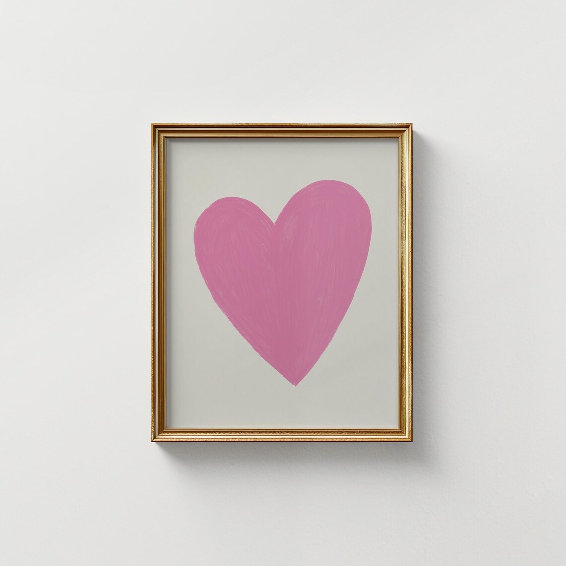 Big Pink Heart Minimal Art Print Cream Background Trendy Wall Poster - Image 4