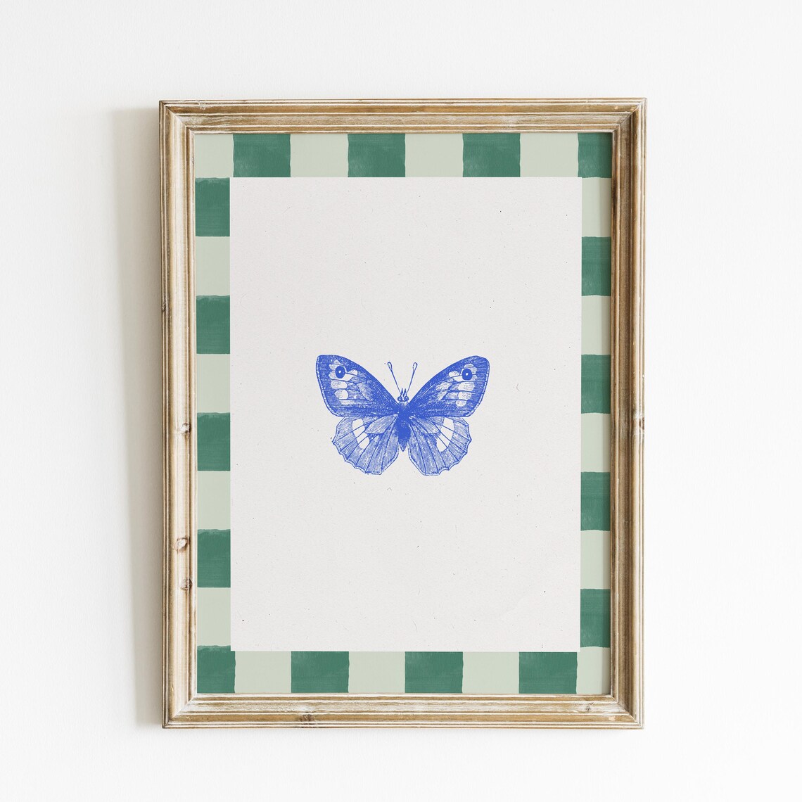 Cobalt Blue Vintage Butterfly, English Garden Nursery Art Print