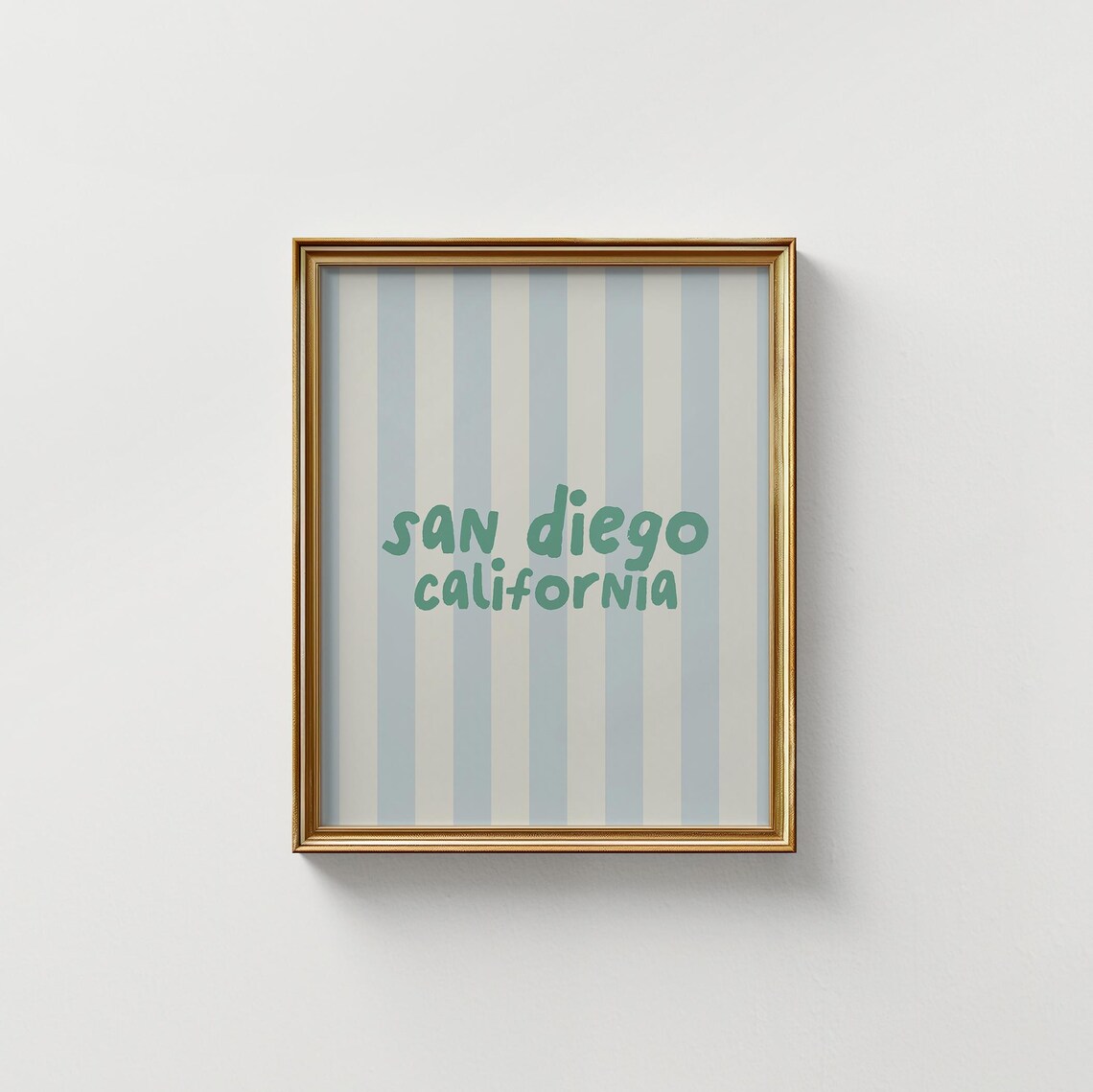 San Diego California Teal Hand Lettered Striped Vertical Travel Poster - Image 4