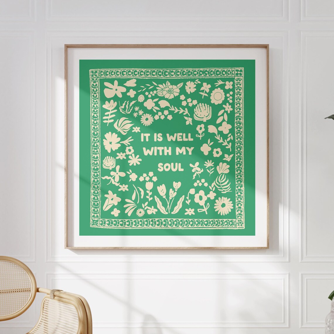 It Is Well With My Soul Emerald Green Floral Bandana Hymn Poster - Image 2