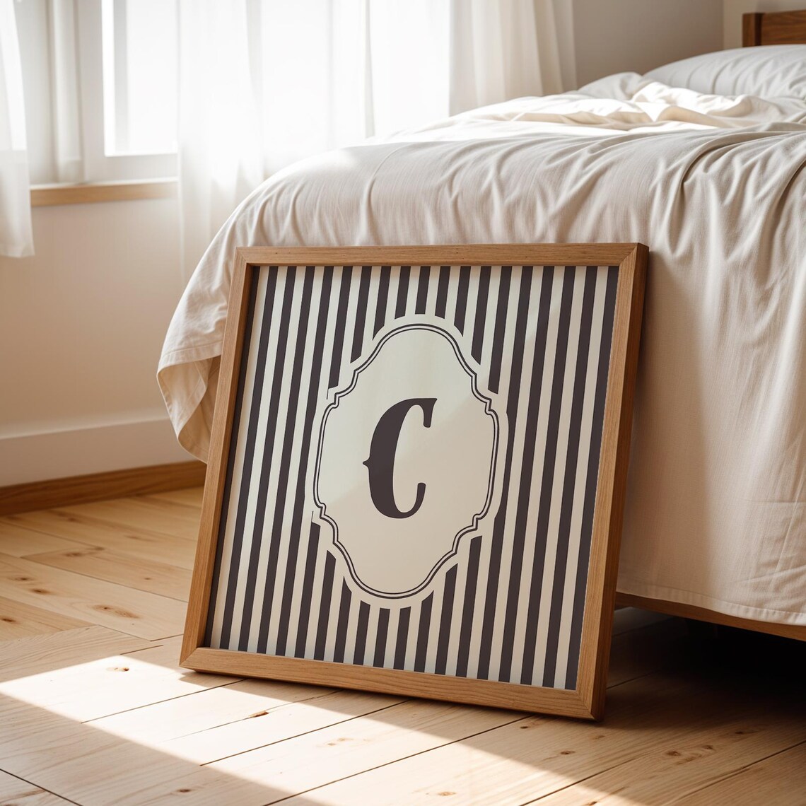 C Square Initial Personalized Watercolor Art Print