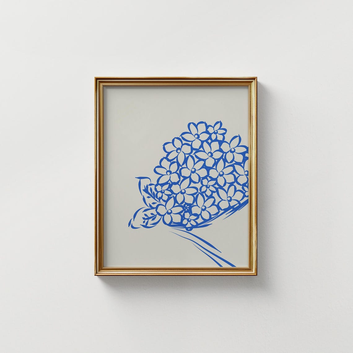 Bold Blue Hydrangea Bloom Line Drawing Bouquet Floral Art Poster - Image 4