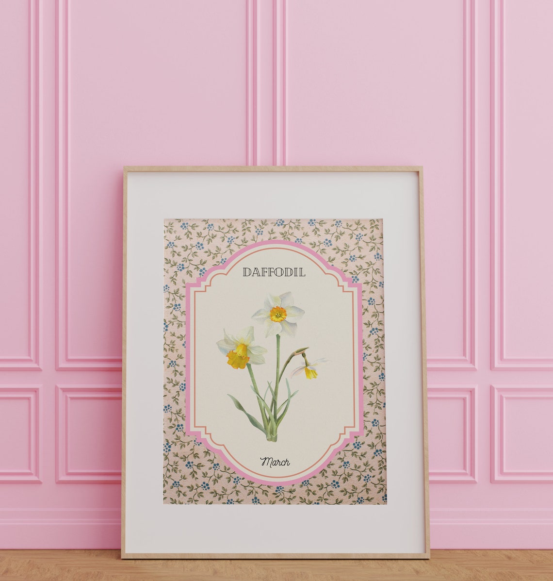 Classic Vintage Daffodil March Birth Flower Botanical Poster - Image 3