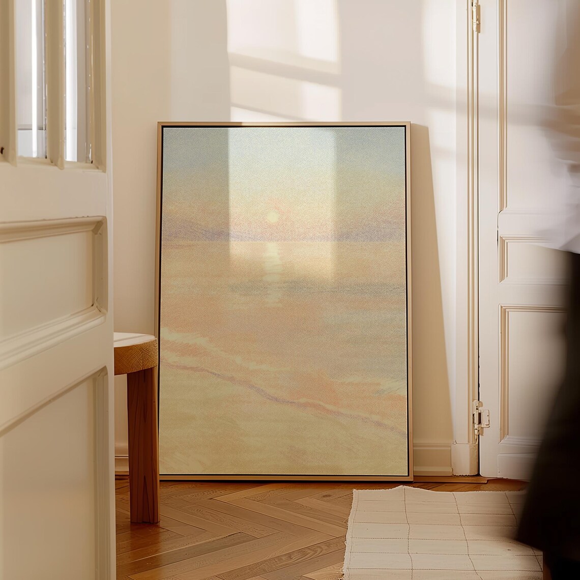 Pastel Ocean Sunset Watercolor Abstract Seascape Coastal Wall Print - Image 2