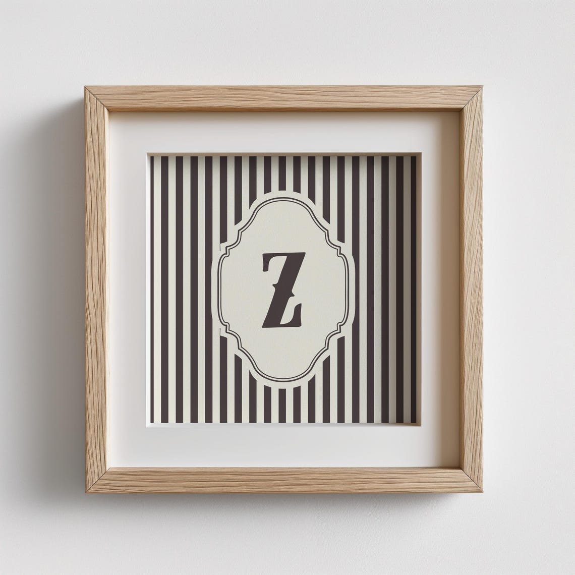 Letter Z Black White Striped Vintage Monogram Initial Wall Poster - Image 4