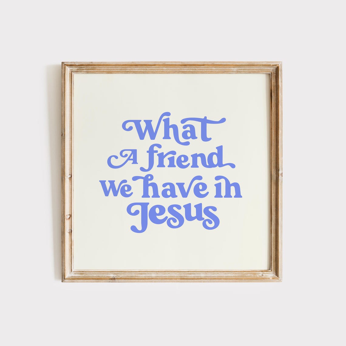 What a Friend We Have in Jesus Blue Retro Script on Cream Poster - Image 2