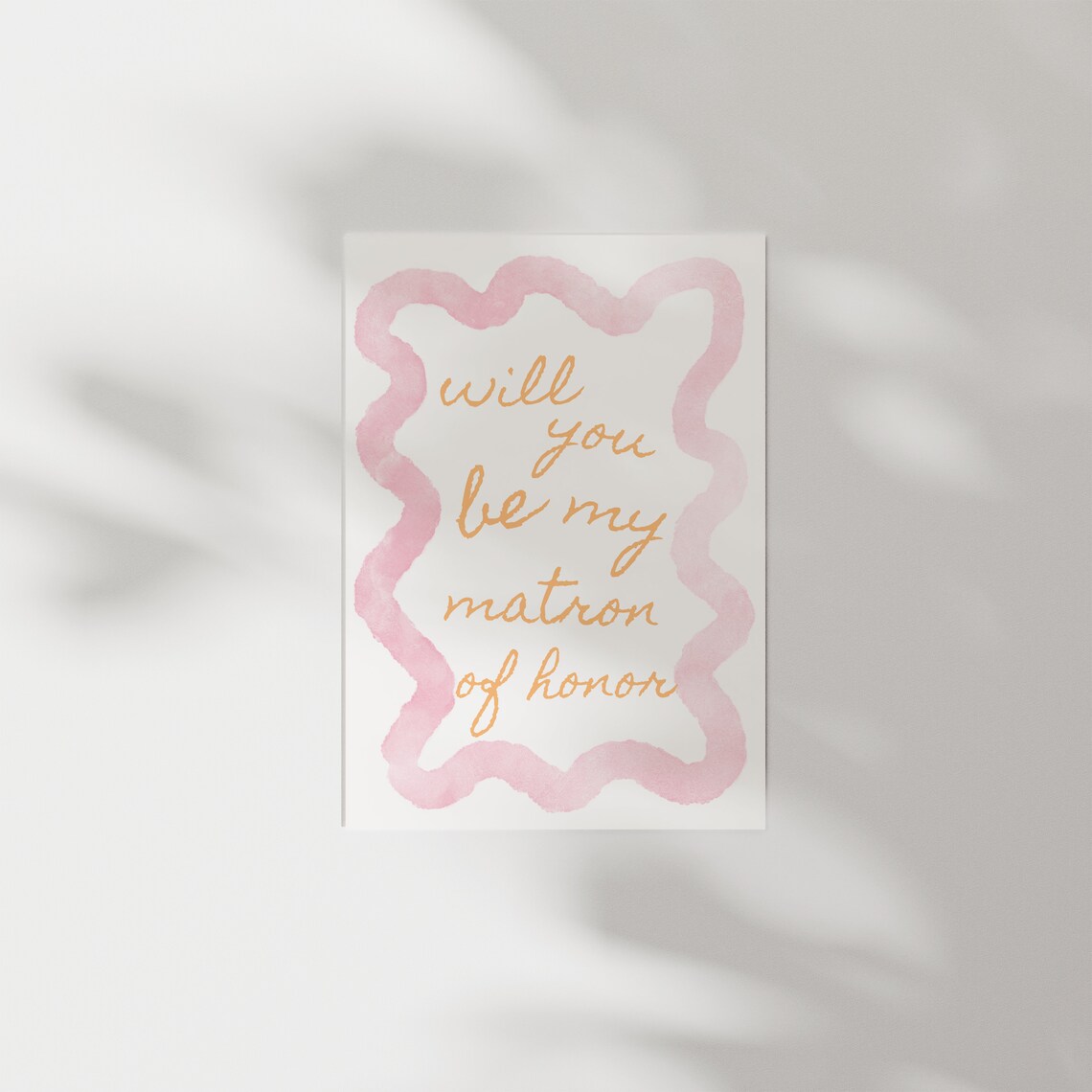 Will You Be My Maid of Honor Pink Watercolor Wavy Border Poster - Image 2