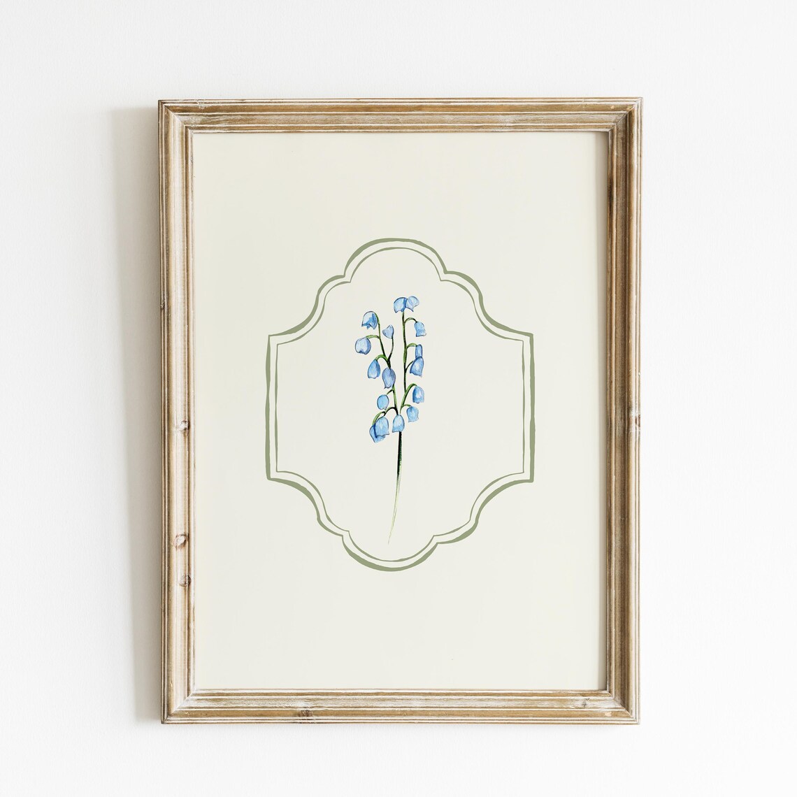 Blue Lily Of Valley Vertical Illustration Print Wall Art Trendy Decor Nursery Decor Vintage