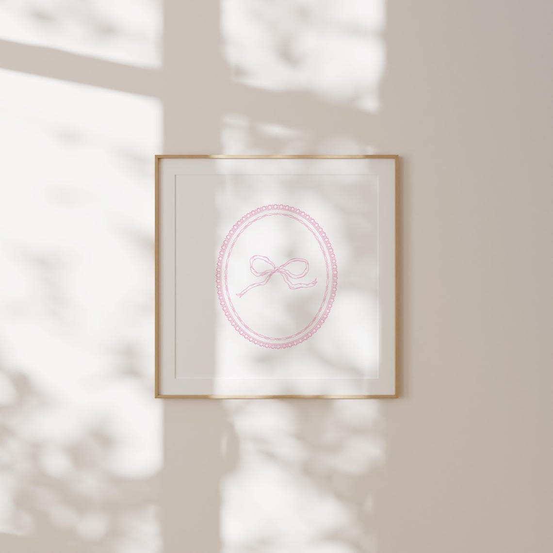 Simple Pink Bow Print Wall Art Trendy Decor Botanical Illustration Living Room Art Cottage Nursery Square Prints - Image 2