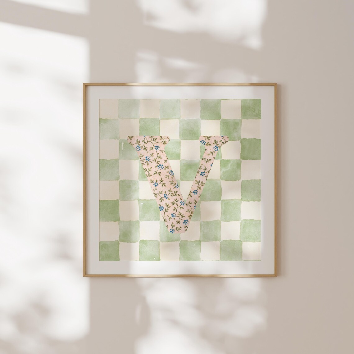 V Square Initial Personalized Gift, Watercolor - Image 5