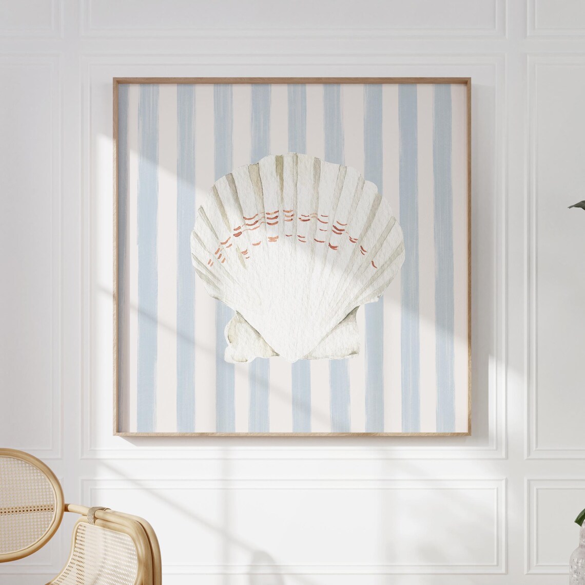 Blue Striped Shell Nautical Illustration Art Print - Image 5
