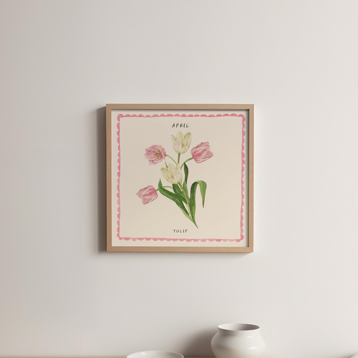 April Tulip Watercolor Birth Month Flower Square Botanical Poster - Image 5