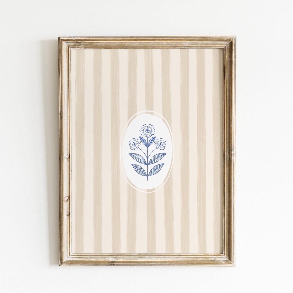 Cream Striped Floral Fruit Nursery Art Print - Image 2