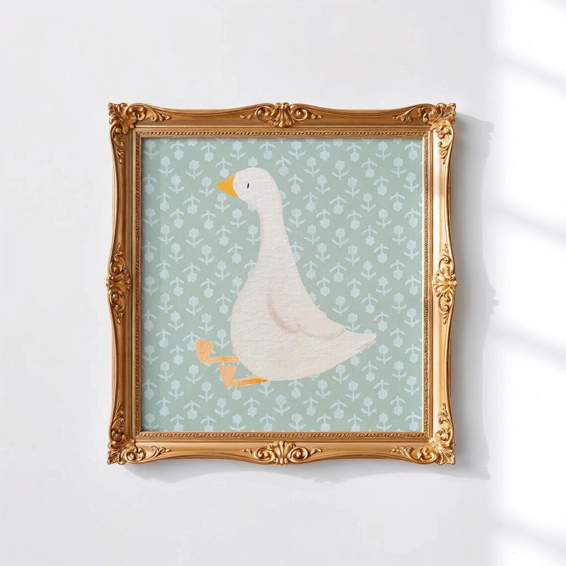 Sea Blue Sitting Duck Art Print, Nursery Decor