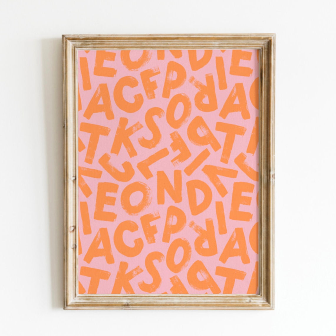 Pink and Orange Abstract Alphabet Letter Pattern Bold Art Poster - Image 3