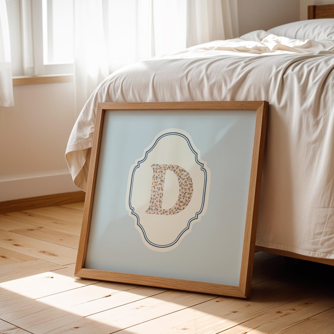 D Square Initial Personalized Watercolor Art Print - Image 4