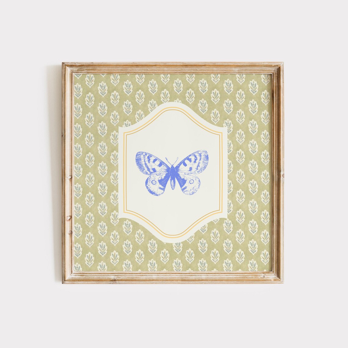 Victorian Style Butterfly Art Print, Blue Thin Line