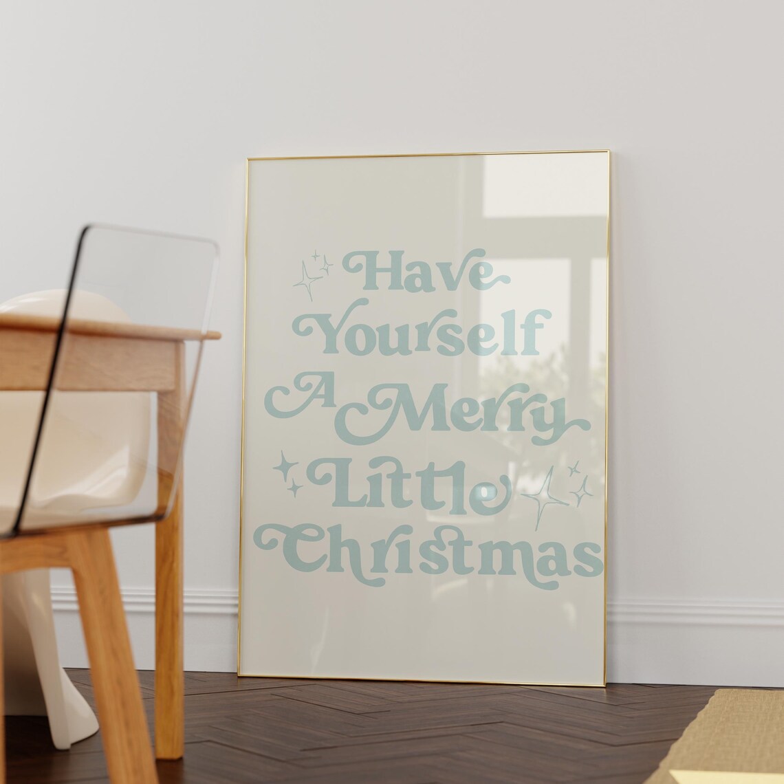 Have Yourself A Merry Little Christmas Sage Blue Holiday Poster