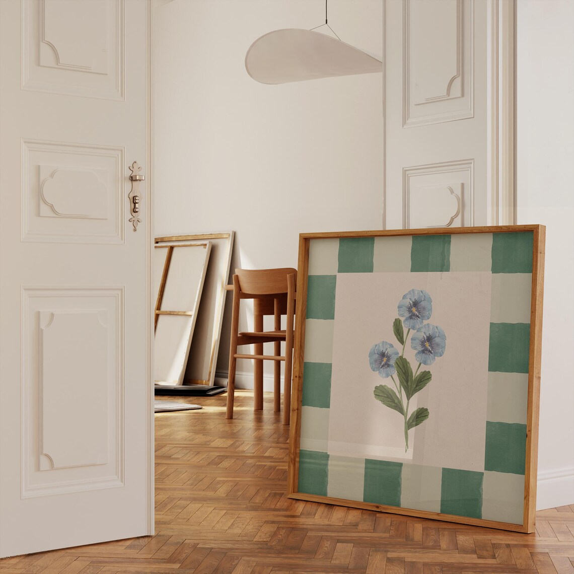 Checker Blue Wildflower Botanical Art Print - Image 2