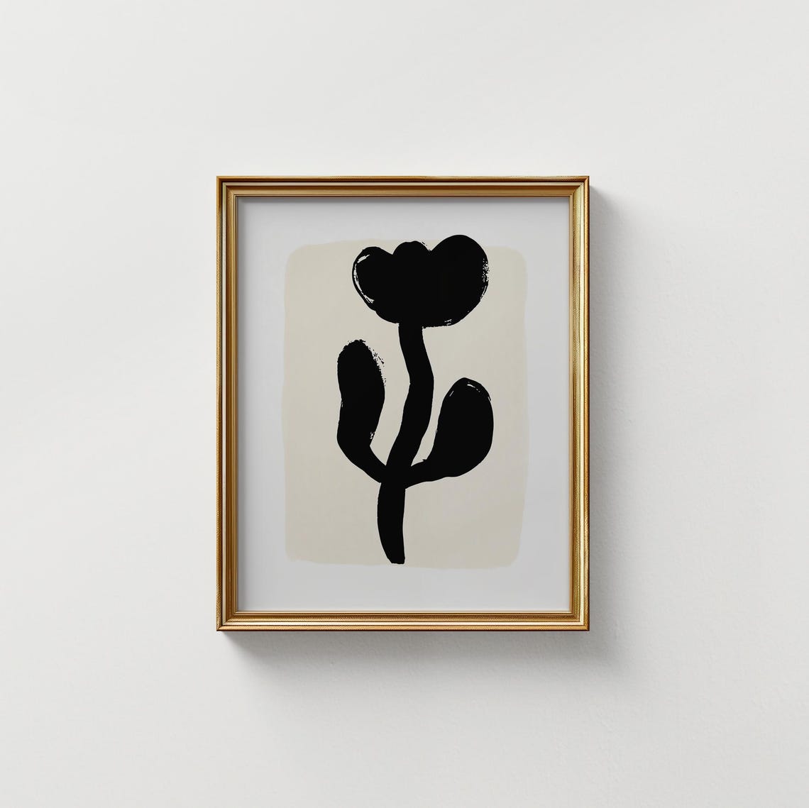 Black Abstract Tulip Ink Brushstroke Modern Botanical Wall Art Print - Image 4
