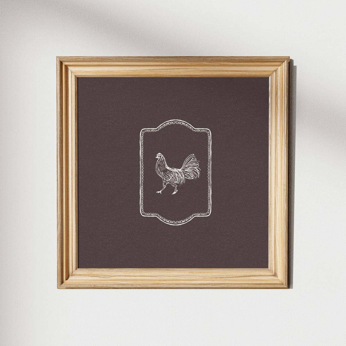 Minimal Sweet Chicken Square Print Instant Wall Art Trendy Decor Illustration Living Room Art Nursery Decor