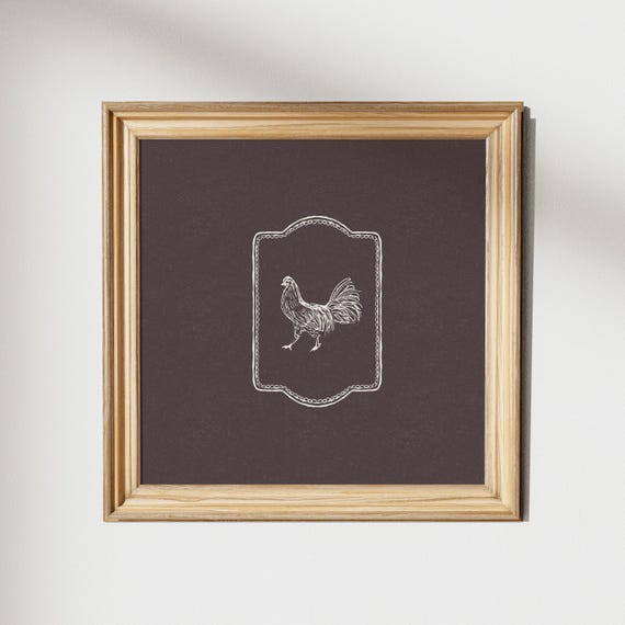 Minimal Sweet Chicken Square Print Instant Wall Art Trendy Decor Illustration Living Room Art Nursery Decor