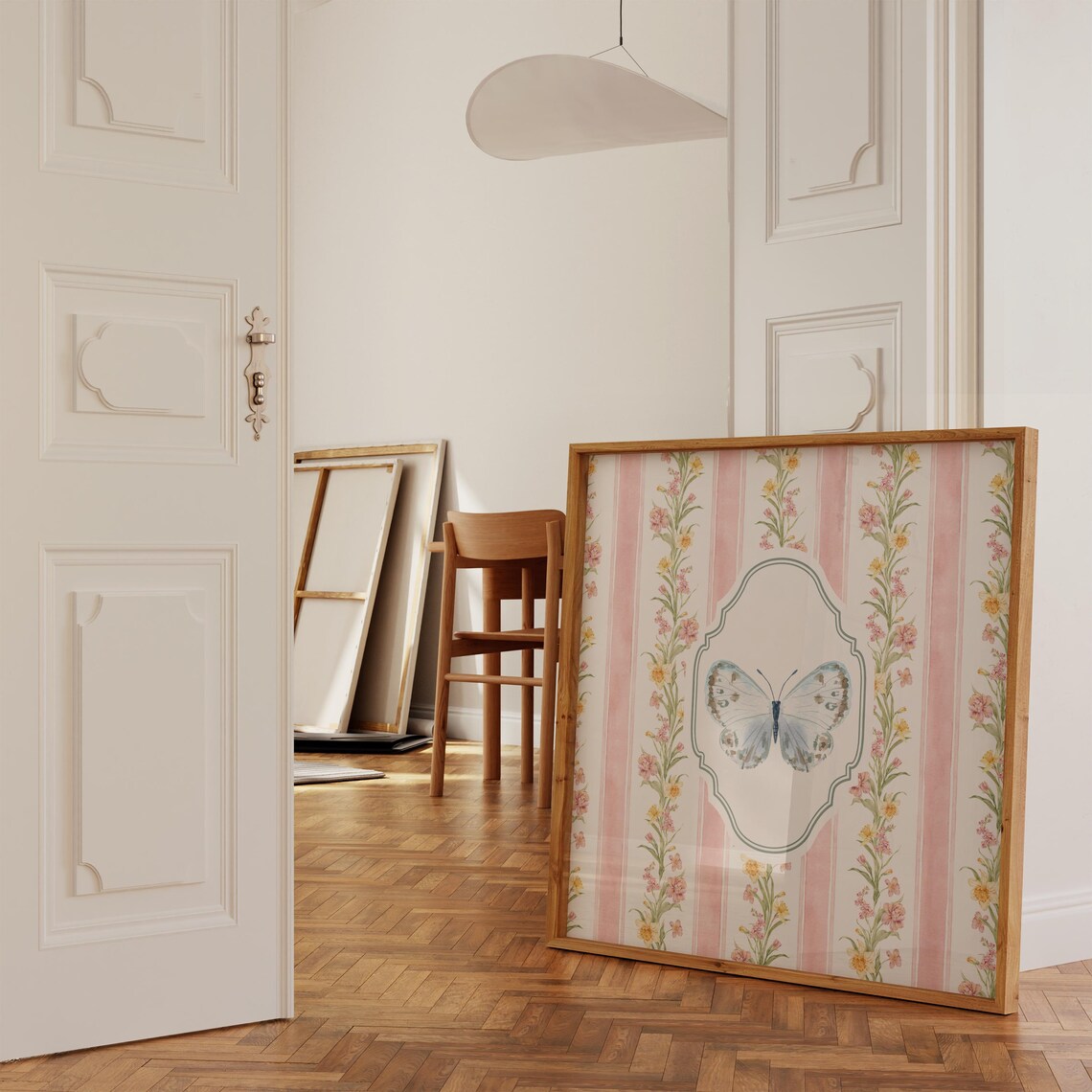 Vintage Butterfly Wallpaper Square Art Print - Image 4