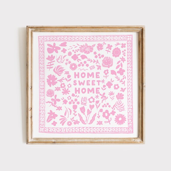 Home Sweet Home Square Print Wall Art Trendy Decor Minimalist Living Room Art Cottage Kitchen Wall Decor Cute