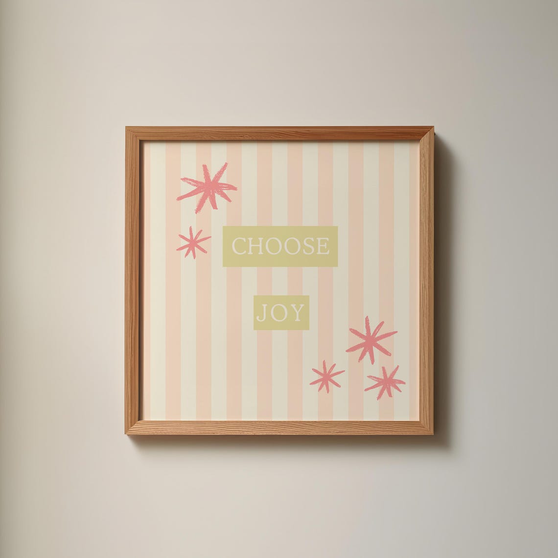 Pink Striped Choose Joy Quote Poster Fun Nursery Kids Room Wall Decor - Image 3