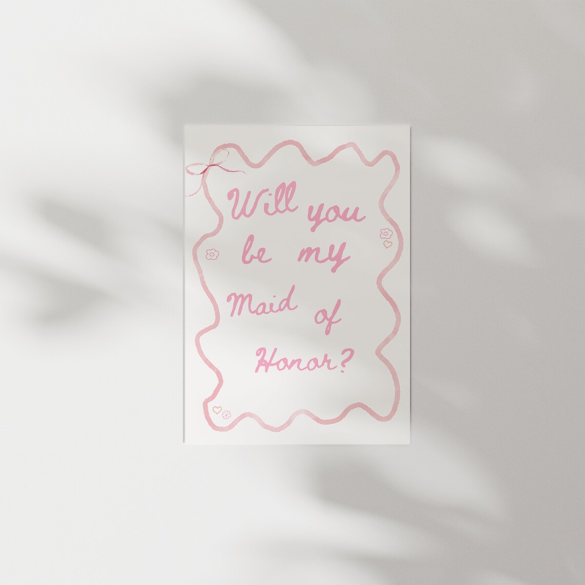 Will You Be My Bridesmaid Pink Watercolor Wavy Border Poster - Image 2