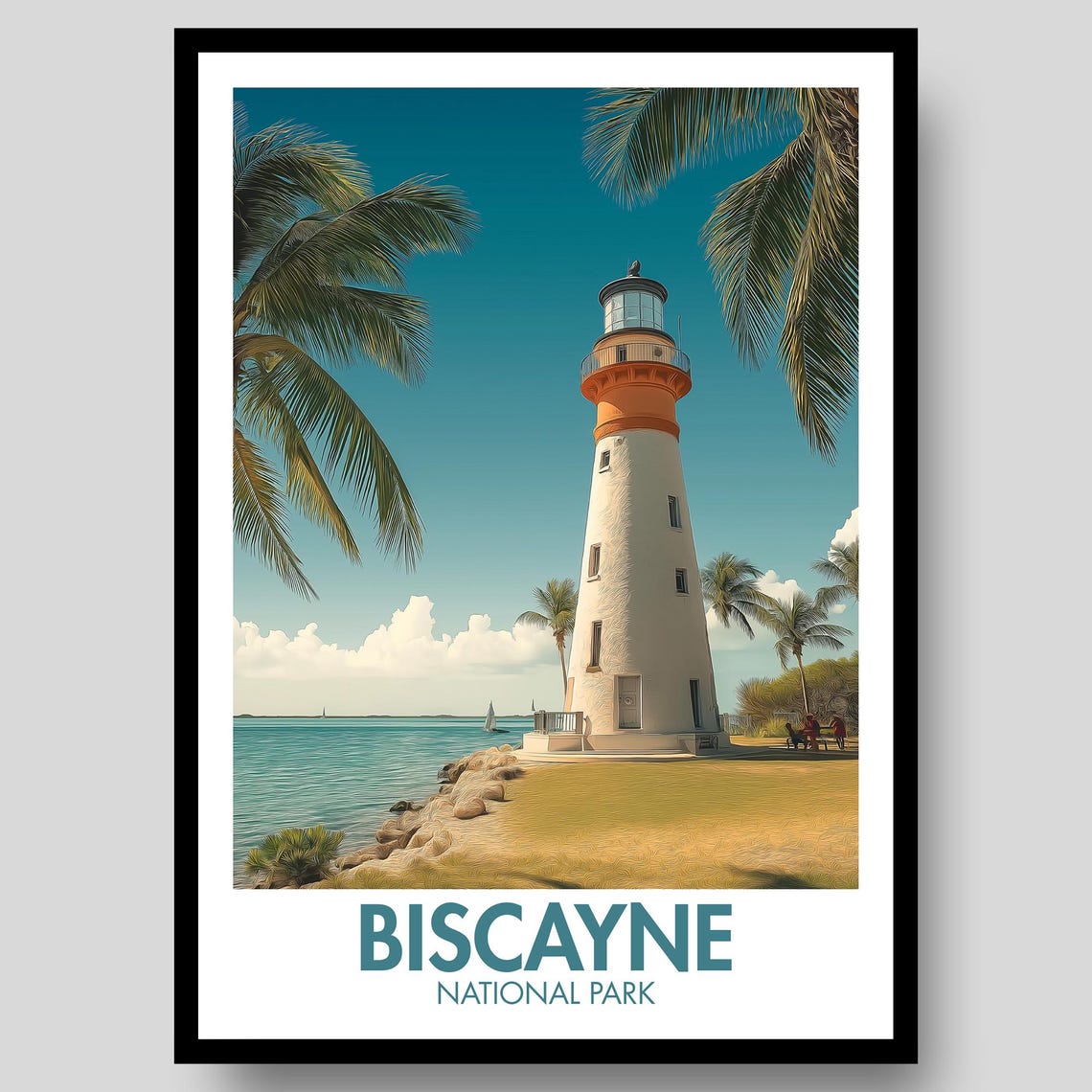 Biscayne National Park Florida Lighthouse Palm Beach Travel Poster