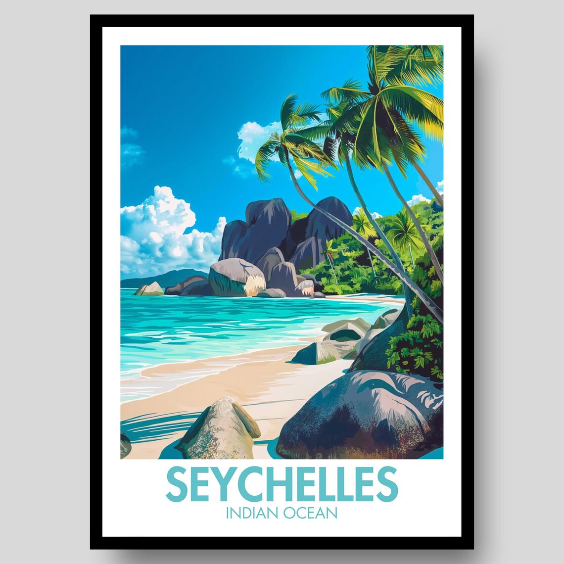 Seychelles Poster, African Wall Map Art Print