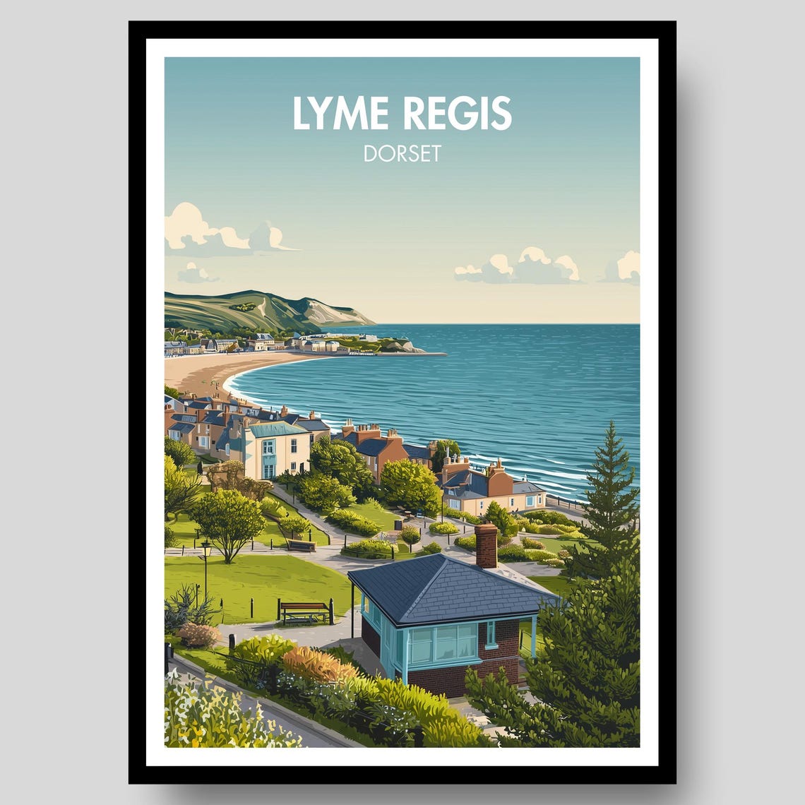 Lyme Regis Dorset Vintage Travel Seaside Beach Jurassic Coast Poster