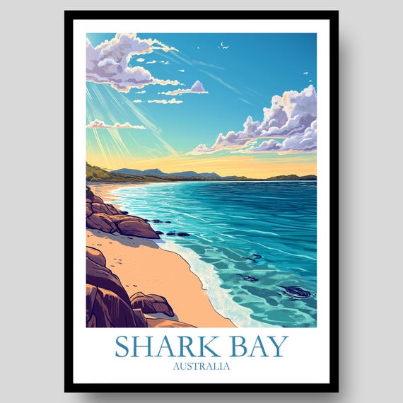 Bay Poster Western Australia Australian Wall Art Exmouth Travel Set