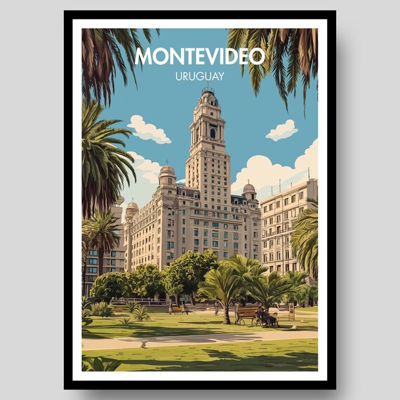 Montevideo Uruguay Palacio Salvo Historic Tower Travel Poster