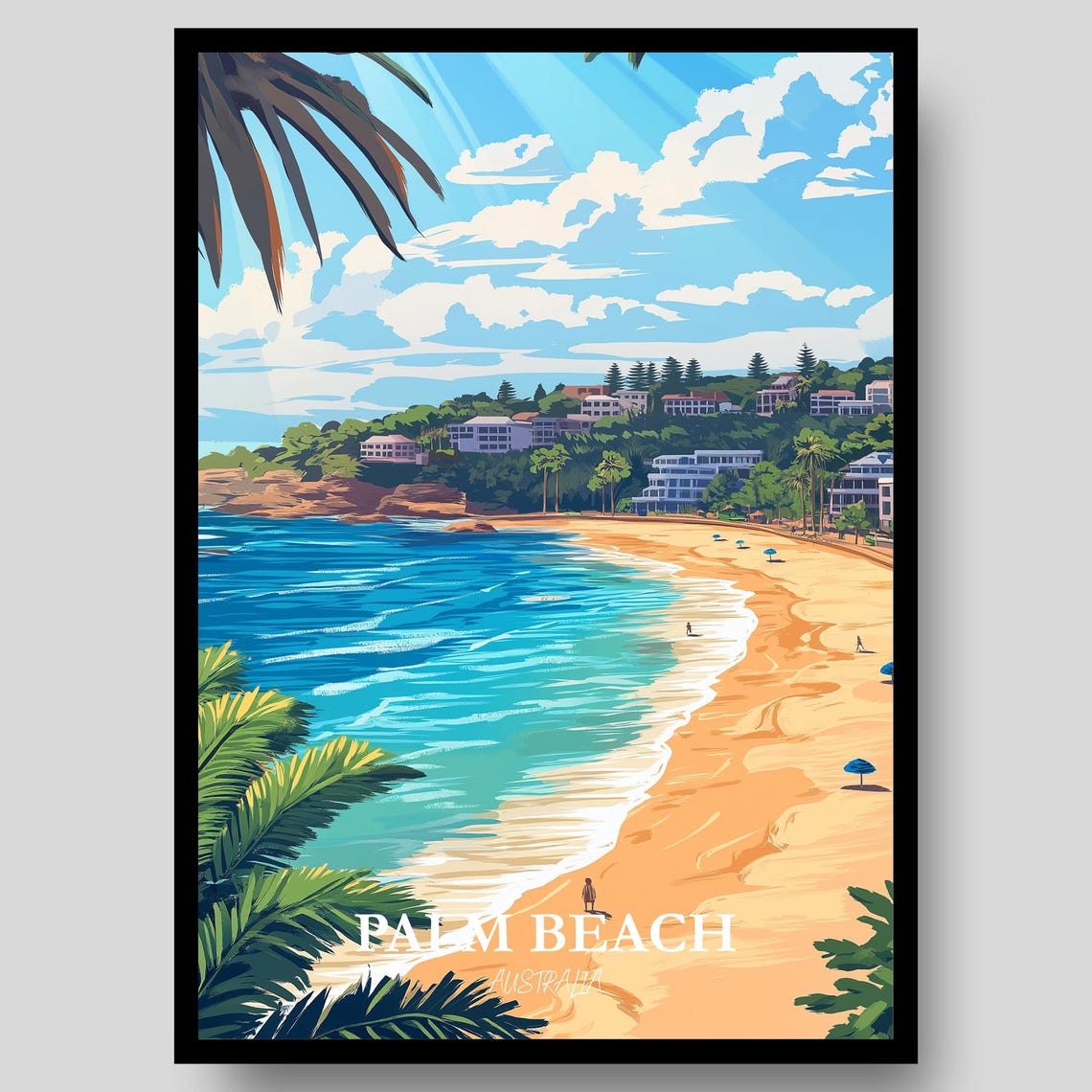 Palm Beach Sydney Curved Golden Bay Northern Beaches Coast Poster