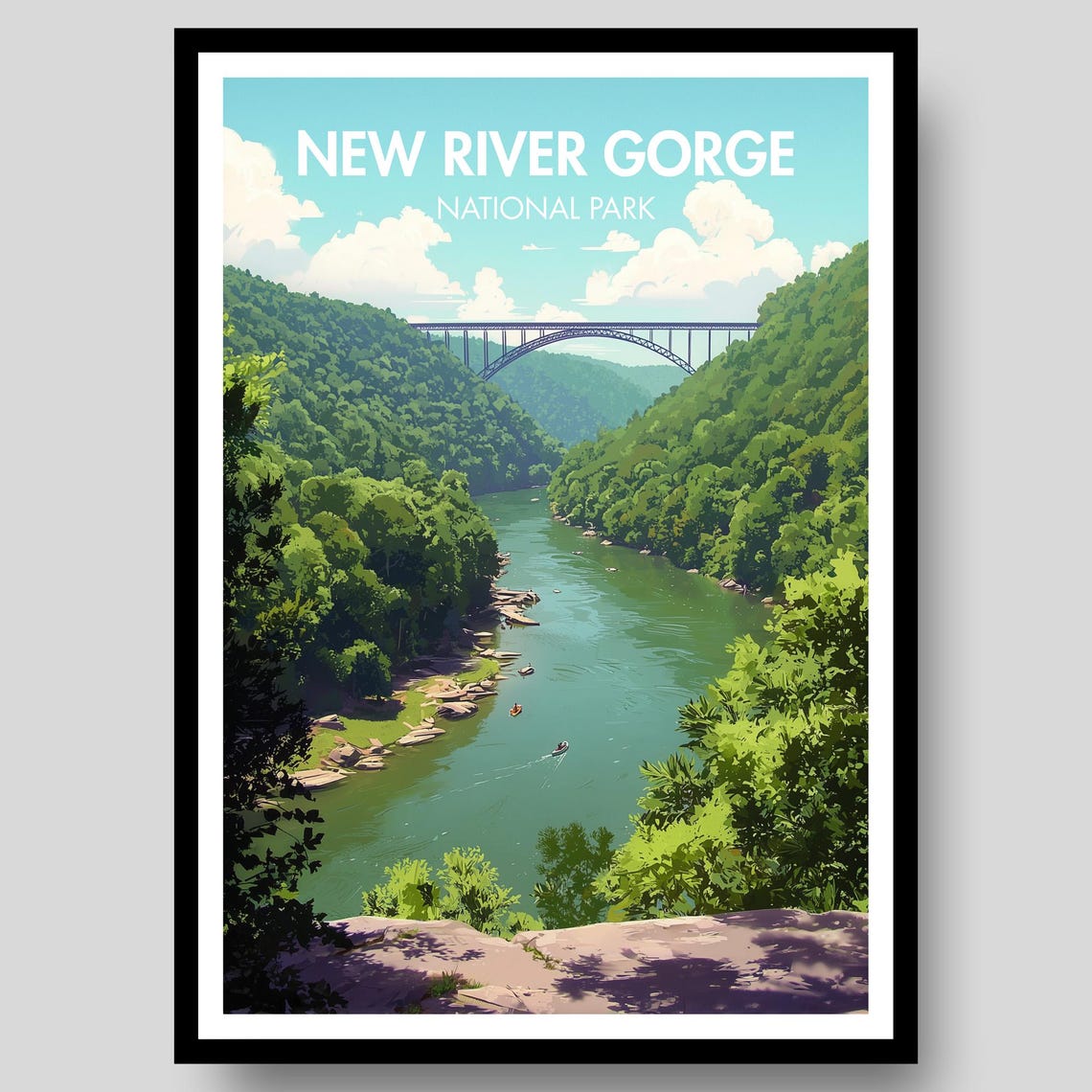 New River Gorge West Virginia National Park River Valley Poster
