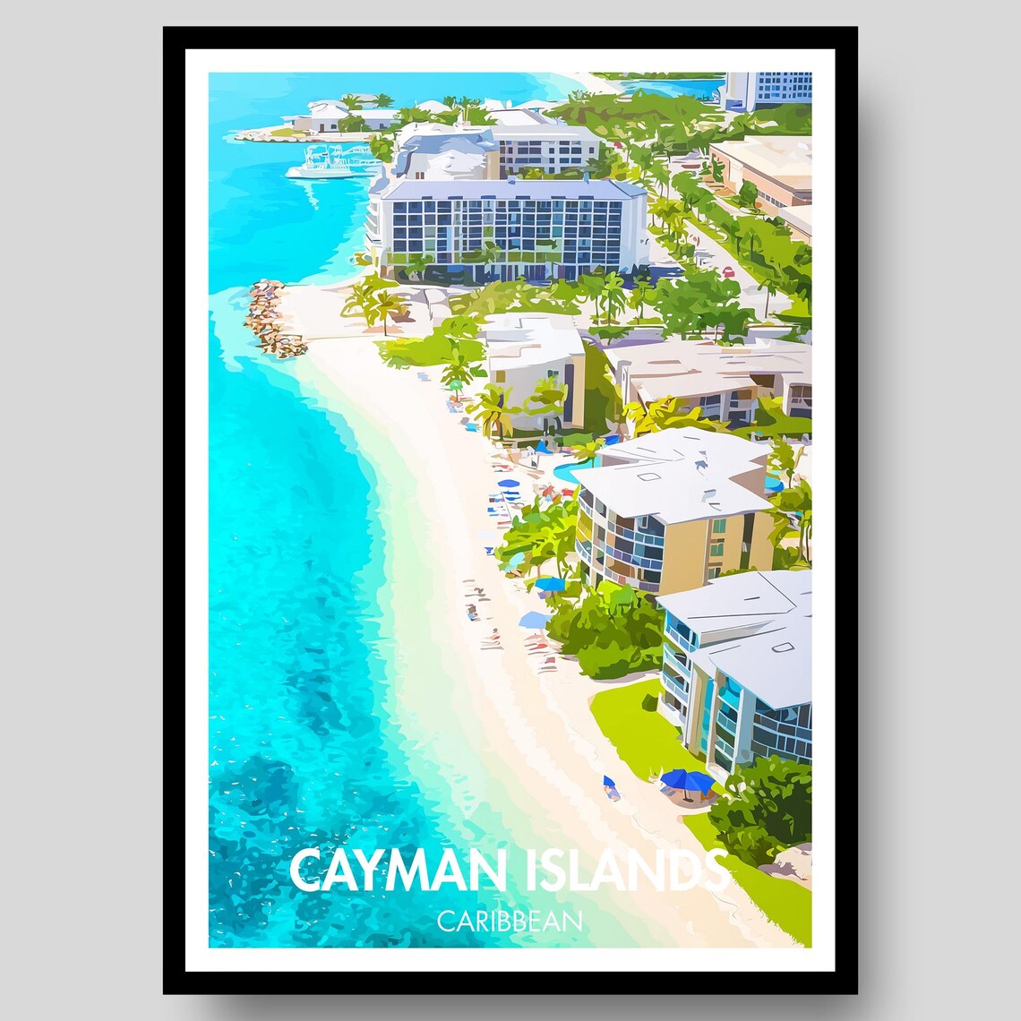 Cayman Islands Poster, Caribbean Island Art Print