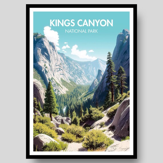 Kings Canyon National Park Valley Illustration Scenic Poster