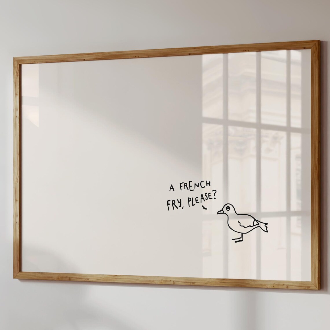 A French Fry Please Funny Seagull Quote Minimalist Sketch Poster