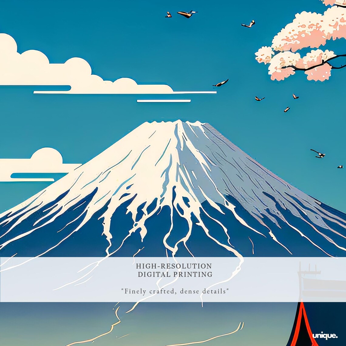 Mount Fuji Fujiyoshida Cherry Blossom Japanese Travel Art Poster - Image 2