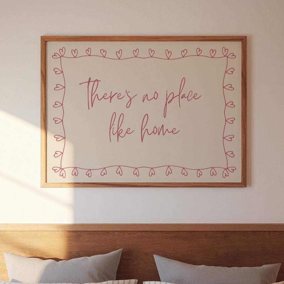 Theres No Place Like Home Heart Border Script Typography Poster