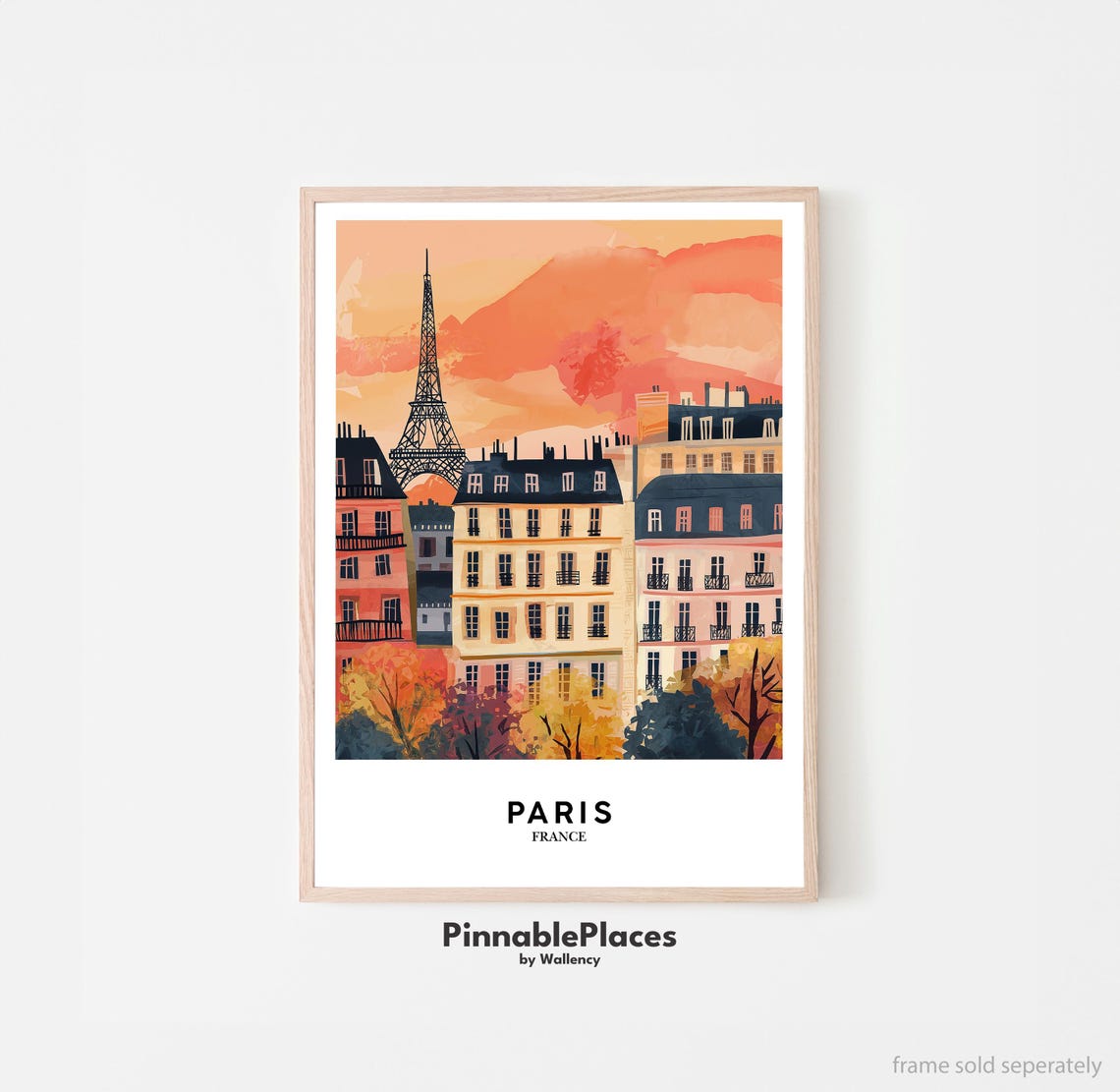 Paris France Eiffel Tower Warm Sunset Rooftop Cityscape Poster