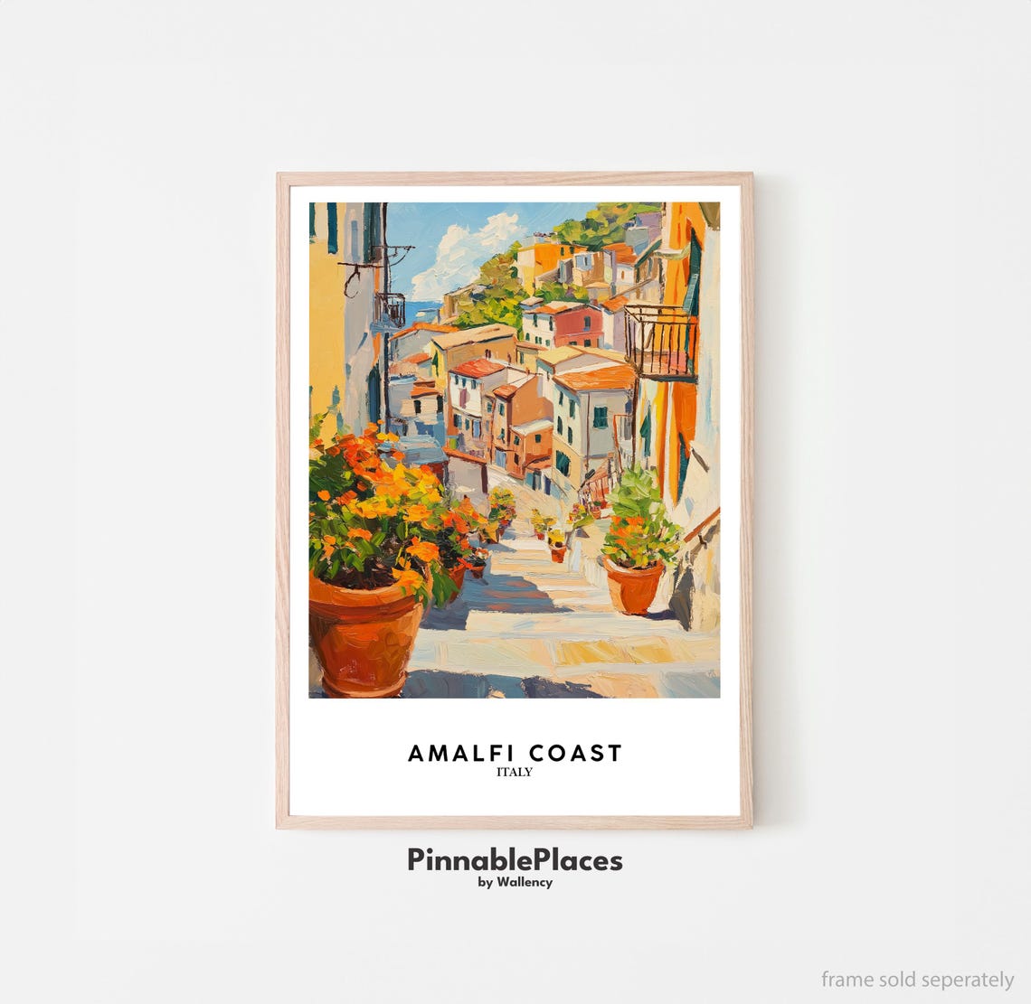 Amalfi Coast Art Print Textured Italian Coastal Cityscape File
