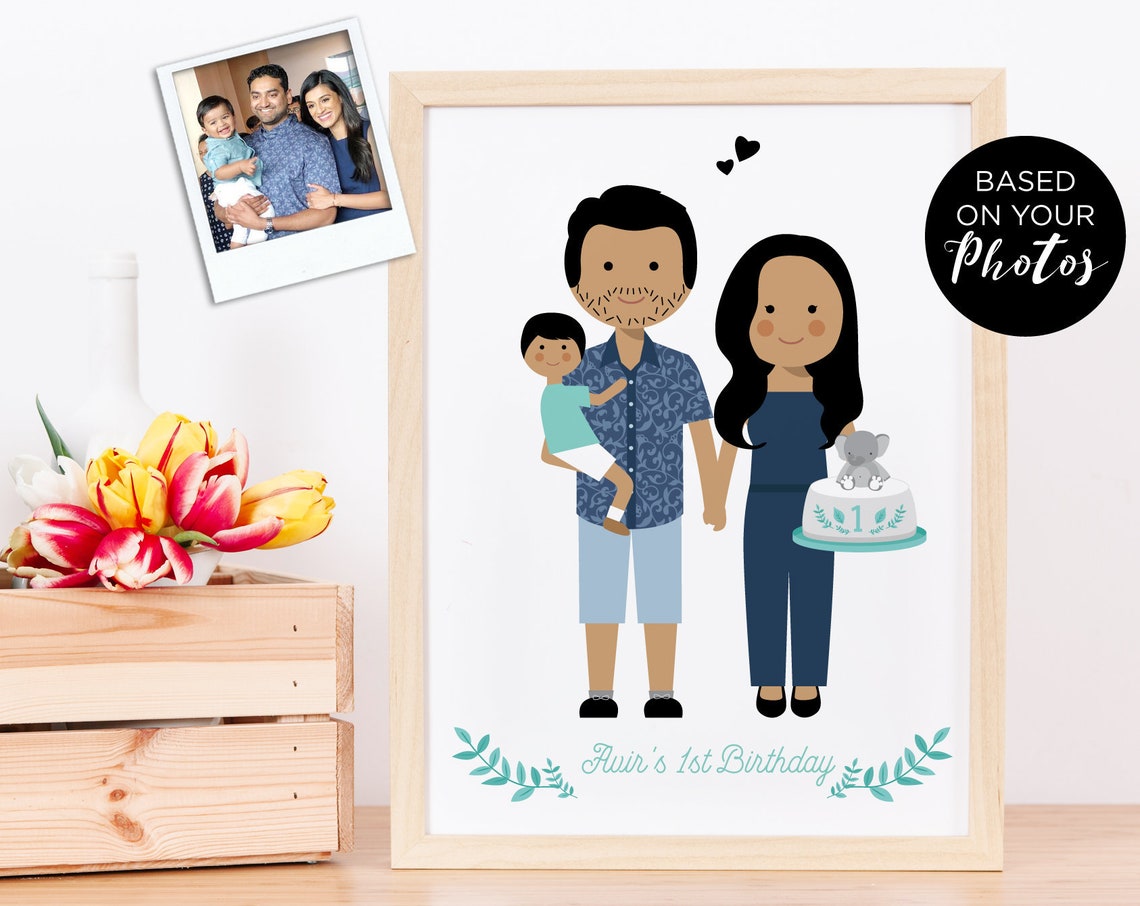 Personalized Pregnant Couple in Front of House Custom Portrait Poster - Image 2