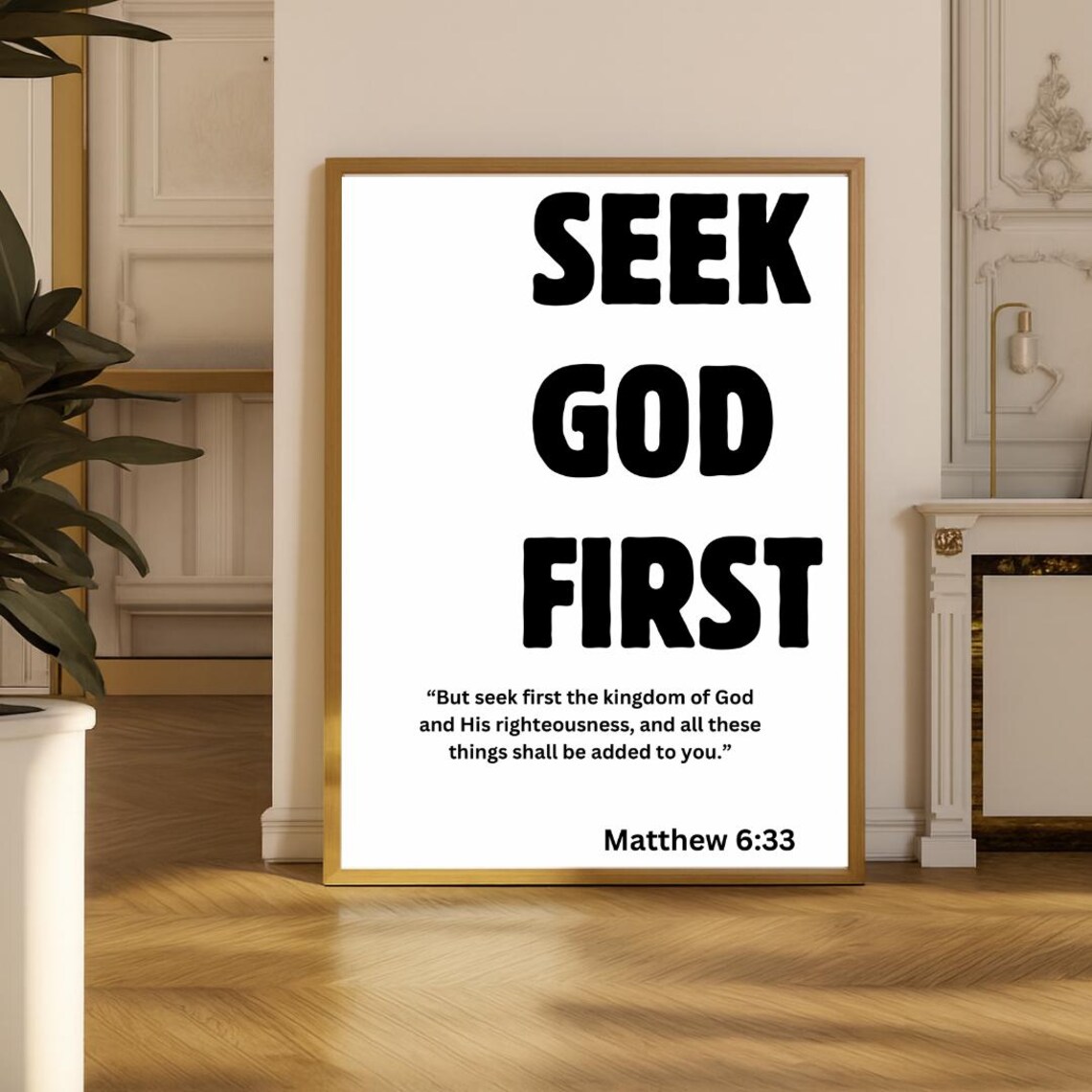 Seek God First Wall Art Matthew 633 Bible Verse Print Christian Scripture Decor Faithbased Poster Dorm Room Gift