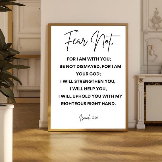 Isaiah 4110 Scripture Wall Art Fear Not Christian Print Bible Verse Inspirational Home Decor