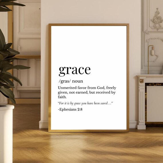 Grace Ephesians 2:8 Noun Definition Minimalist Faith Scripture Poster