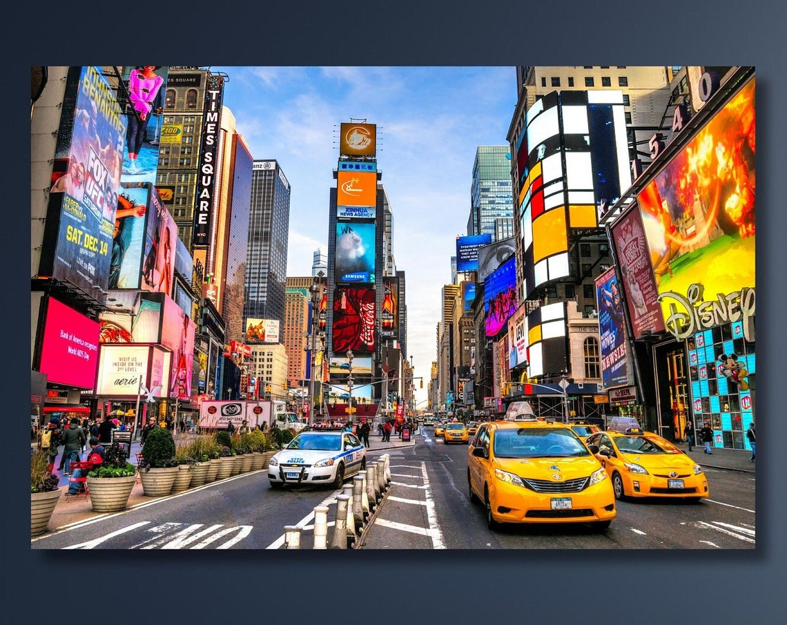 NYC Times Square New York Yellow Cabs Night Street Photo Poster
