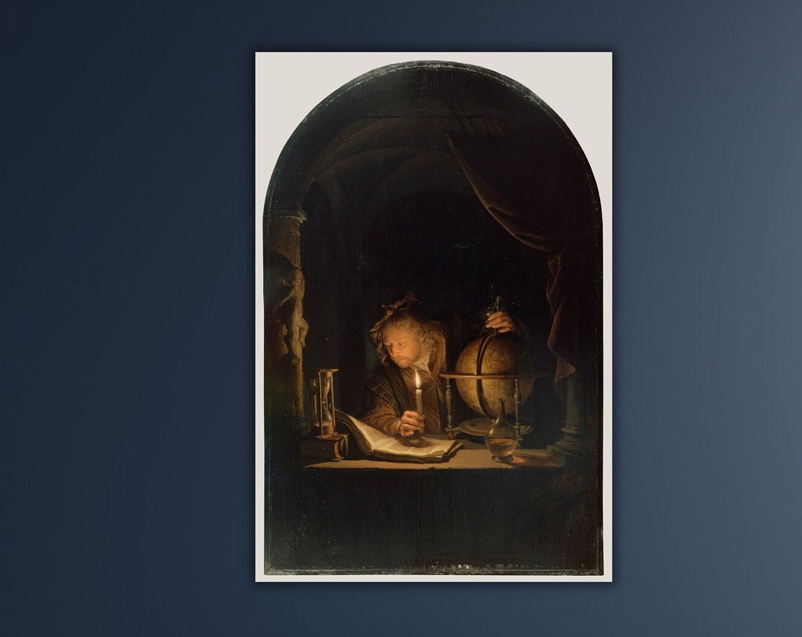 Gerrit Dou Astronomer by Candlelight Globe Night Scholar Art Poster